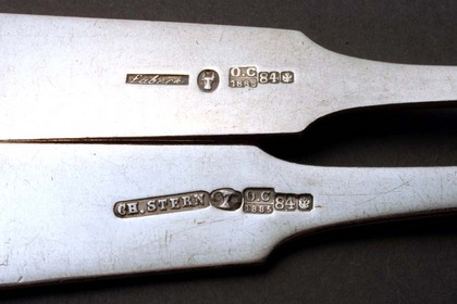 Russian Crested Silver Flatware Set (4 each of tablespoons, forks and knives)