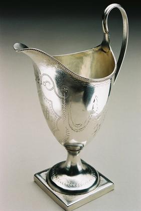 Georgian Silver Helmet Creamer - Bright Cut