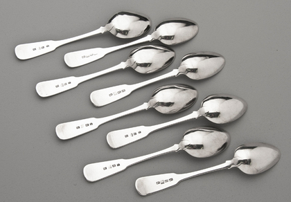 Scottish Provincial Silver Shell Teaspoons (set of 8) - Perth, James Stobie, John Pringle