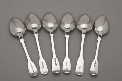 Cape Silver Dessert Spoons (Mixed set of 6) - Twentyman, Moore, Townsend, Daniel