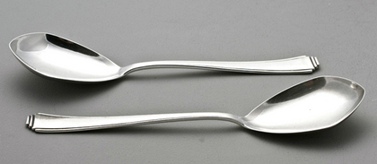 Art Deco German Silver Serving Spoons (Pair) - Lutz & Weiss