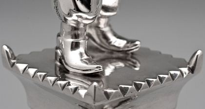 Portuguese Antique Silver Toothpick Holder - Porto, Chinese Figure