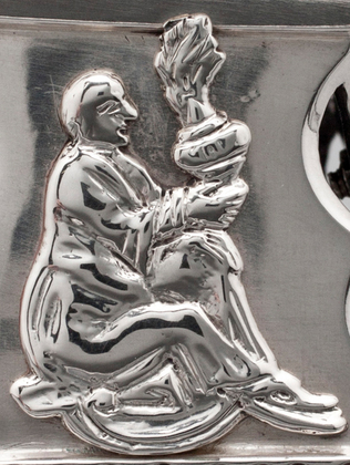 Portuguese Antique Silver Toothpick Holder - Porto, Chinese Figure