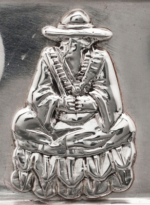 Portuguese Antique Silver Toothpick Holder - Porto, Chinese Figure