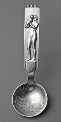 Norwegian Silver Mor Og Barn Sandefjord Art Deco Spoon