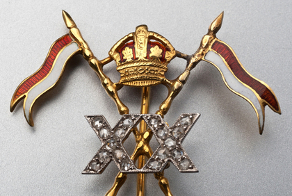 20th Lancers Gold and Diamond Sweetheart Brooch