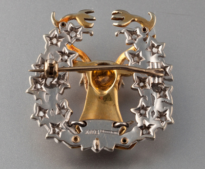 Gordon Highlanders Gold and Diamond Sweetheart Brooch - Bydand, Stand and Fight - John Barrett