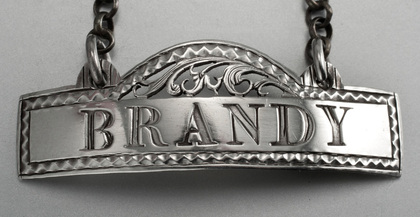 Hester Bateman Silver Domed Rectangle Brandy Wine Label