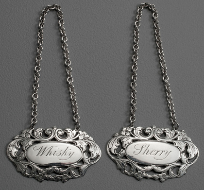 Dutch Silver Wine Labels - Hollandia Zilversmeden, Zutphen - Whisky, Sherry - Flesenlabels