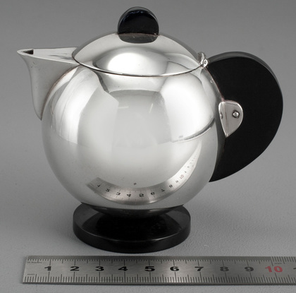 German Art Deco Silver & Bakelite Globe Teapot