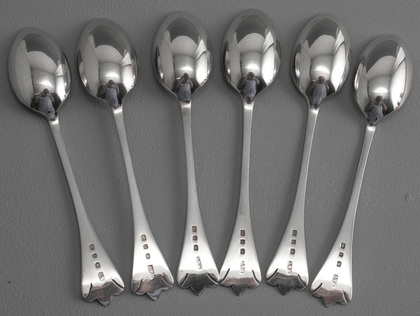 Victorian Silver Trefid Teaspoons (Set of 6) - Bright Cut Engraving