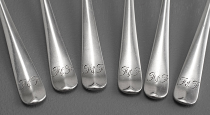 Liberty Sterling Silver Coronation Rat Tail Hanoverian Teaspoons (Set of 6) - British Hallmarks, London, Birmingham, Sheffield, Chester, Glasgow, Edinburgh -  British Hallmarks