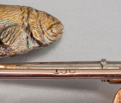 9 Carat Gold and Cast Silver & Enamel Rainbow Trout Fishing Brooch