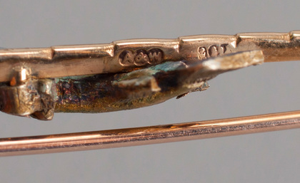 9 Carat Gold and Cast Silver & Enamel Rainbow Trout Fishing Brooch