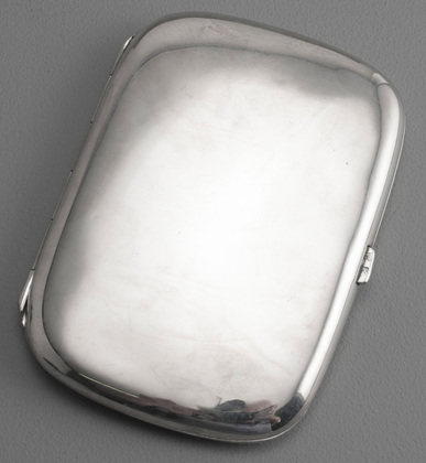 German Silver Cigarette Case - Horseshoe, Ruby, Riding Crop