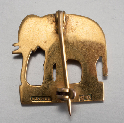 Indian Colonial 9 Carat Gold Military Sweetheart Brooch - Elephant, Assaye, Royal Highland Fusiliers, Hamilton & Co.