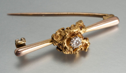 Gold Nugget and Diamond Brooch