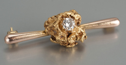 Gold Nugget and Diamond Brooch