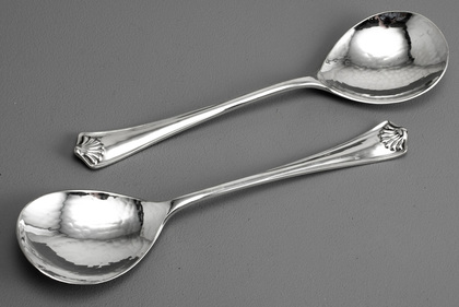 Arts & Crafts Antique Silver Serving Spoons (Pair)
