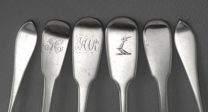 Antique Irish Silver Mustard & Salt Spoons (Mixed group of 6)