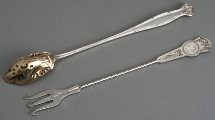 Antique American Sterling Silver Olive Spoon & Olive Fork - Towle Empire, Clark & Biddle