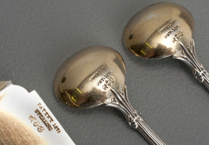 Gorham Sterling Silver Louis XIV Pickle Knife & Master Salt Spoons (Pair)