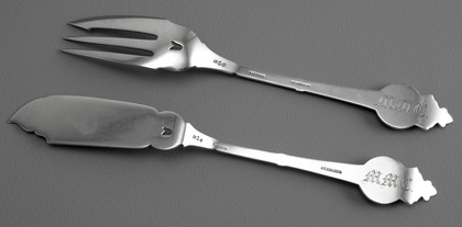 Gorham Medallion Sterling Silver Pastry Fork and Pickle Knife - Patent 1864