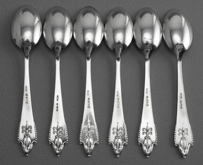 Georg Jensen Akkeleje #77 Sterling Silver Coffee Spoons (Set of 6) - Columbine, 1918