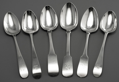 Irish Georgian Silver Tablespoons (Mixed Collection of 6) - Old English, Fiddle Patterns