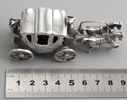 Dutch Antique Silver Miniature Horse and Carriage - Gebruder van Straten, Hoorn
