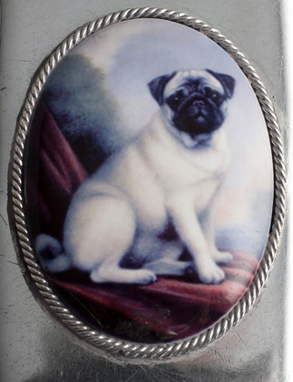 Victorian Silver and Enamel Vesta Case - Pug, Dog Vesta