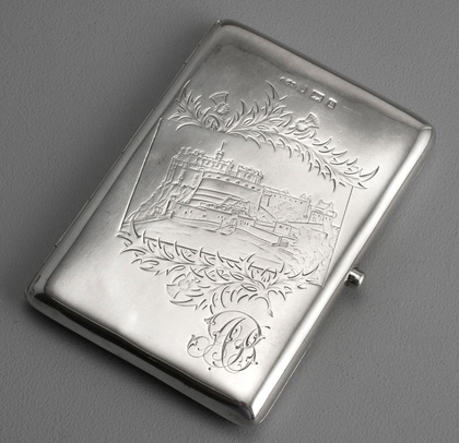 Victorian Silver Engraved Castletop Cigarette Case - Edinburgh Castle
