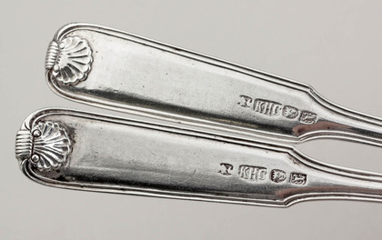 Rare Chinese Export Silver Long Handled Pickle Fork and Spoon - Khecheong