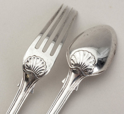 Rare Chinese Export Silver Long Handled Pickle Fork and Spoon - Khecheong