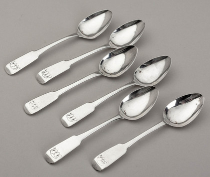 Scottish Provincial Silver Oar Pattern Teaspoons (Set of 6) - Banff, John McQueen, William Simpson
