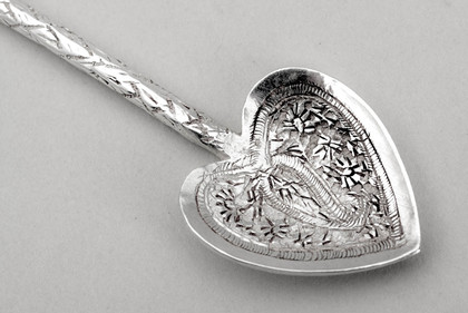 Indian Silver Heart Shaped Teaspoons (Set of 6) - Raj Period
