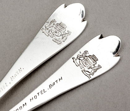 Silver Trefid Coffee Spoons (Pair) - Grand Pump Room Hotel, Bath