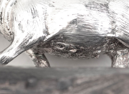 Patrick Mavros Silver Sculpture Warthog Family On Blackwood Base