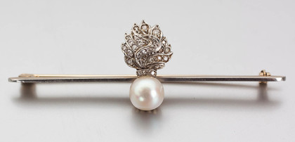 Grenadier Guards Diamond, Pearl and Gold Regimental Sweetheart Brooch