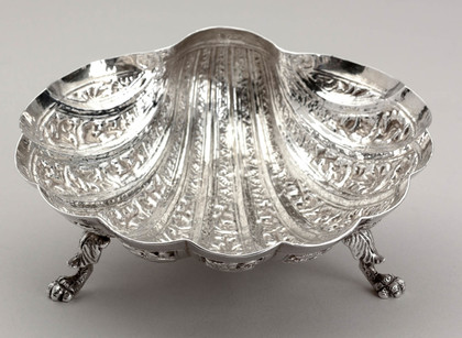 Antique Indian Raj Period Silver Scallop Shell Dish