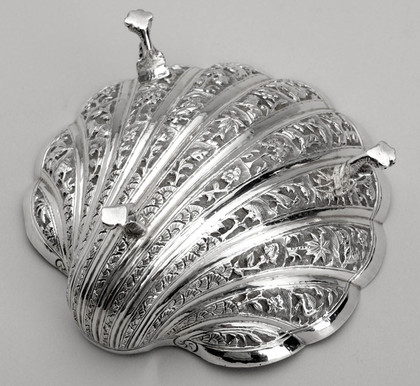 Antique Indian Raj Period Silver Scallop Shell Dish