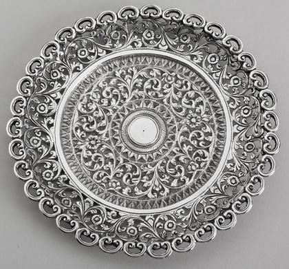 Kutch Indian Silver Raj Period Salver - Card Tray