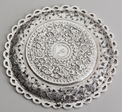 Kutch Indian Silver Raj Period Salver - Card Tray