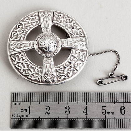 Iona Silver Prioress Anna Disc & Shield Brooch - Alexander Ritchie