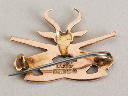 South African Heavy Artillery World War I Gold & Enamel Sweetheart Brooch