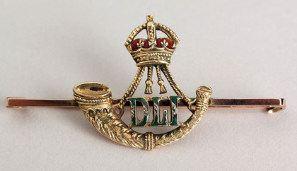 Durban Light Infantry Gold and Enamel Sweetheart Brooch - WW II, Green Enamel
