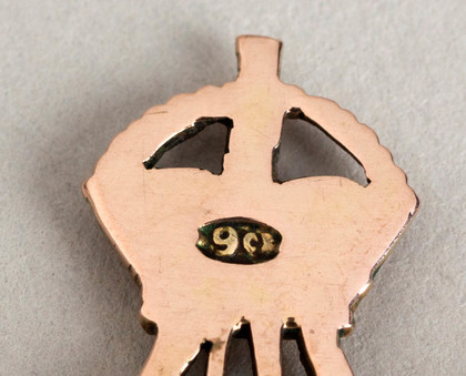 Durban Light Infantry Gold and Enamel Sweetheart Brooch - WW II, Green Enamel