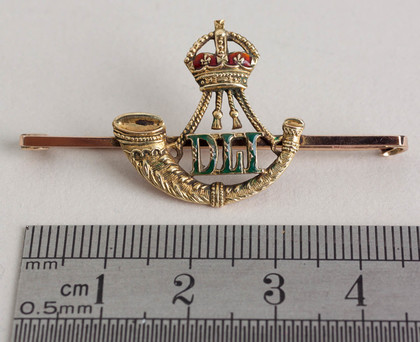 Durban Light Infantry Gold and Enamel Sweetheart Brooch - WW II, Green Enamel