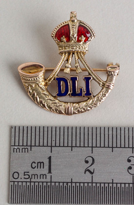 Durban Light Infantry Gold and Enamel Sweetheart Brooch - WW II, Blue Enamel