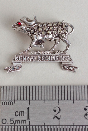 Kenya Regiment Sterling Silver and Marcasite Sweetheart Brooch
